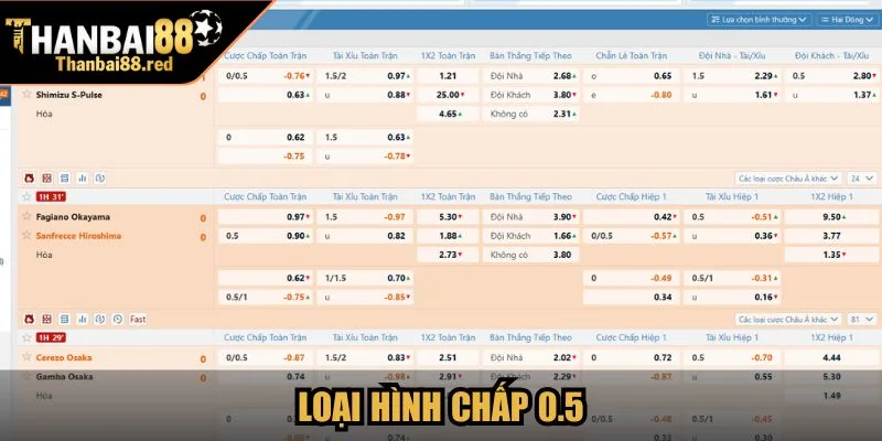 Kèo Châu Á Là Gì? Hiểu Rõ Cách Chơi Để Bắt Kèo Chuẩn 3 Loại hình chấp 0.5 (nửa trái)